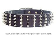 2'' Leather Dog Collar with STUDS and SPIKES for Siberian Husky 2'' Leather Dog Collar with STUDS and SPIKES for Siberian Husky