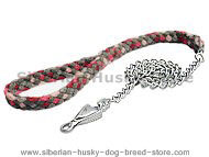4 ft Braided nylon dog leash with chain for show 4 ft Braided nylon dog leash with chain for show