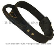Latigo Leather Agitation Dog Collar With Handle for Siber.Husky Latigo Leather Agitation Dog Collar With Handle for Siber.Husky