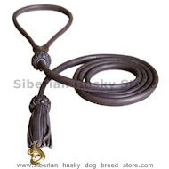 Rolled Leather Dog Leash-4 foot Round lead for Siberian Husky
