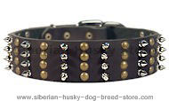 Siberian Husky Spike Studded Collar/2" wide Leather Studs collar Siberian Husky Spike Studded Collar/2" wide Leather Studs collar