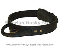 Tac-Black Leather Agitation Collar With Handle for siber. Husky Tac-Black Leather Agitation Collar With Handle for siber. Husky