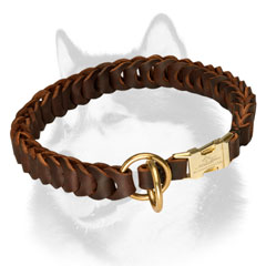 Fashion braided leather Siberian Husky collar