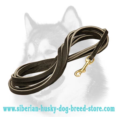 Siberian Husky leather dog leash with durable brass plated snap  hook