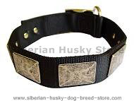 Nylon Dog Collar For Large and Medium Breeds With Vintage Plates Nylon Dog Collar For Large and Medium Breeds With Vintage Plates