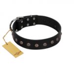 "Flower Rhapsody" FDT Artisan Premium Quaulity Black Leather Siberian Husky Collar