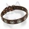 Gorgeous Leather Collar Silver Plated Circles with Blue Stones
