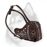 Super Stylish "Barbed Wire" Painted Leather Muzzle for Siberian Husky