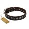 "Stars of Glory" FDT Artisan Brown Leather Siberian Husky Collar for Comfortable Walking
