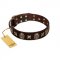 "Captain Hook" FDT Artisan Brown Leather Siberian Husky Collar with Stars and Skulls