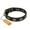 "Vintage Attraction" FDT Artisan Leather Siberian Husky Collar with Old Bronze Look Plates