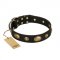 "Eye-Catcher" FDT Artisan Black Leather Siberian Husky Collar for Walking in Style