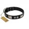 "Grand Wear" FDT Artisan Black Leather Siberian Husky Collar with Shining Plates and Spiked Studs