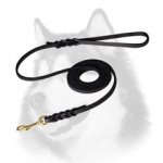 Soft Premium Leather Dog Leash for Siberian Husky with Braided Ends