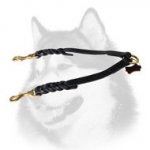 Finest Braided Leather Coupler for Walking 2 Dogs