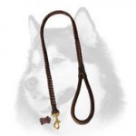 Braided Leather Dog Leashes for Siberian Husky with Rounded Handle
