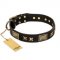 "Passion for Style and Beauty" FDT Artisan Decorated Black Leather Siberian Husky Collar