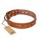 "Spring Flavor" FDT Artisan Adorned Leather Siberian Husky Collar with Old Bronze-Plated Engraved Studs