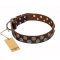 'Strong Shields' Wide FDT Artisan Studded Leather Siberian Husky Collar