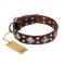 "King of Grace" FDT Artisan Stylish Leather Siberian Husky Collar with Old Silver-Like Plated Decorations