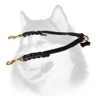 Finest Braided Leather Coupler for Walking 2 Dogs
