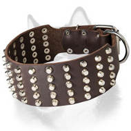 3 Inch Studded Latigo Leather Dog Collar for Siberian Husky