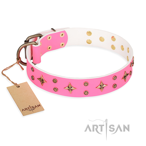 Exquisite full grain genuine leather dog collar for daily walking