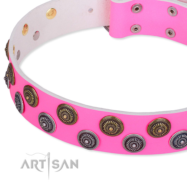 Full grain leather dog collar with amazing decorations