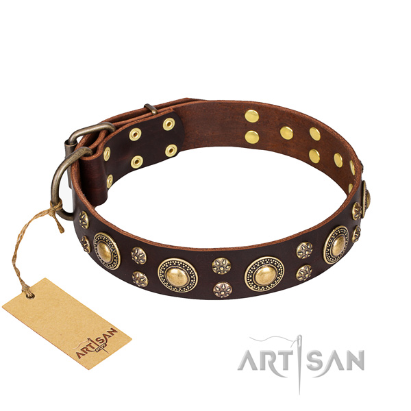 Significant natural genuine leather dog collar for daily use
