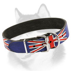 Siberian Husky leather collar with nickel plated steel