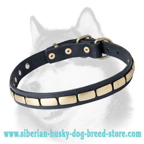 Plated Leather Special Dog Collar for Siberian Husky
