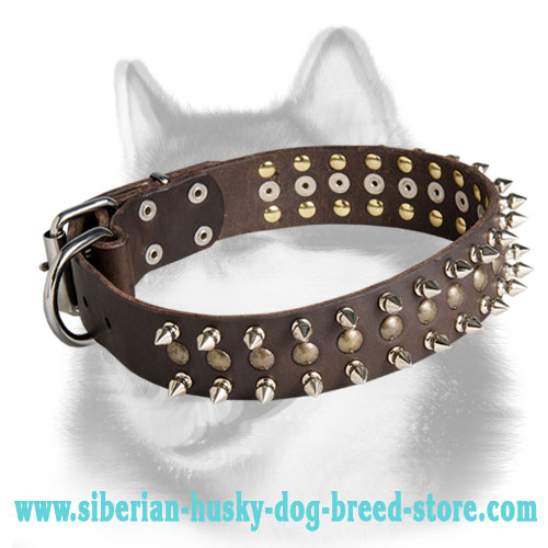 Spiked & Studded Leather Dog Collars for Siberian Husky