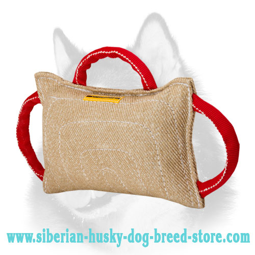 Jute Siberian Husky Bite Pad with 3 Handles