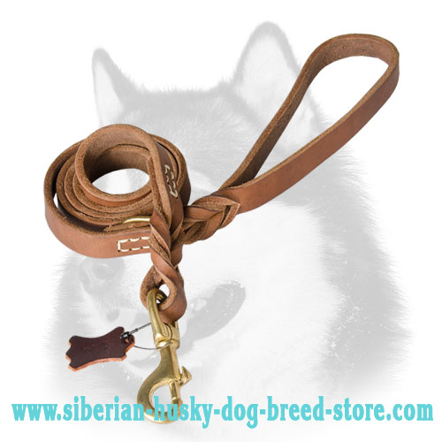 Latigo Braided Leather Siberian Husky Lead