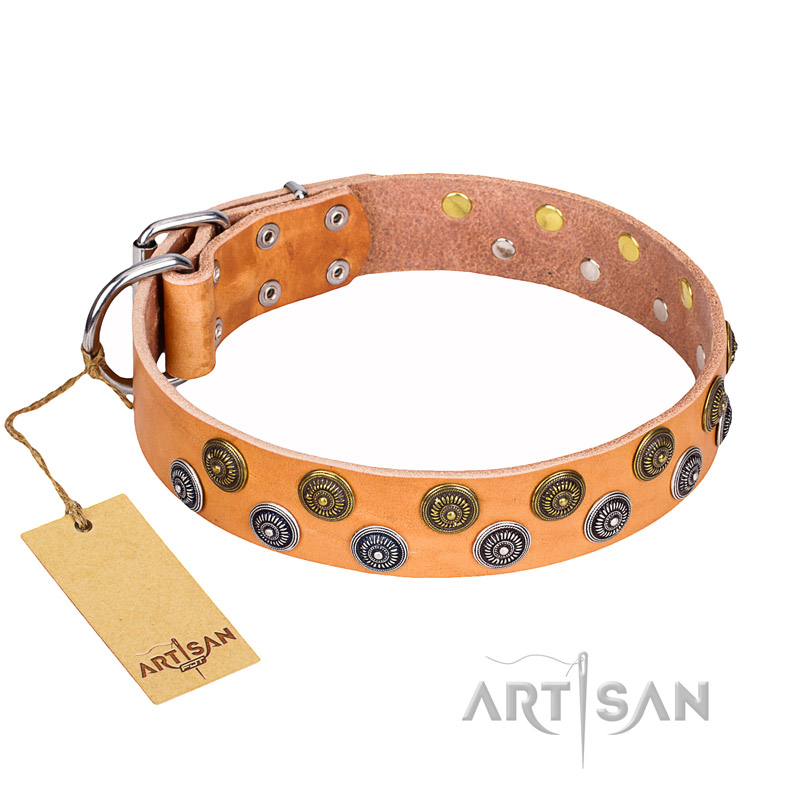 "Precious Sparkle" FDT Artisan Adorned Leather Siberian Husky Collar - 1 1/2 inch (40 mm) wide