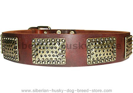 Luxury Leather Dog Collar for Siberian Husky