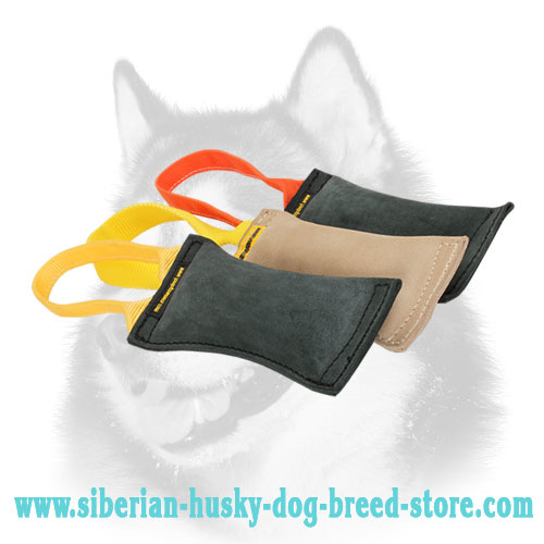 Drive and Retrieve Building Leather Siberian Husky Bite Tug w/h 1 Handle