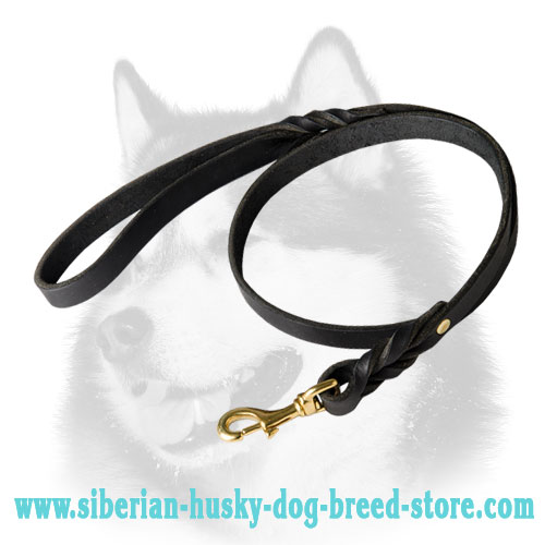 Handcrafted brown leather dog leash for walking and tracking