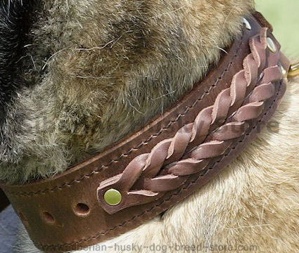 Handcrafted Wattled Leather Collar for Siberian Husky