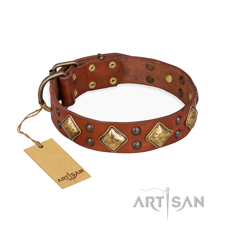 "Flight of Fancy" FDT Artisan Adorned Leather Siberian Husky Collar