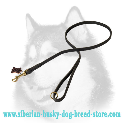 Walking leather dog leash for Siberian Husky