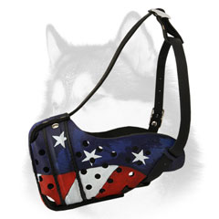 American Flag leather dog muzzle for Siberian Husky