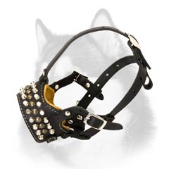 Open nose Siberin Husky leather muzzle