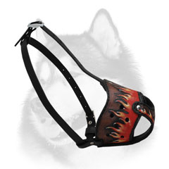 Adjustable Siberian Husky muzzle of genuine leather