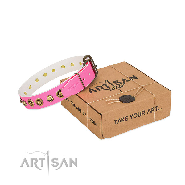 Leather collar with exceptional embellishments for your canine