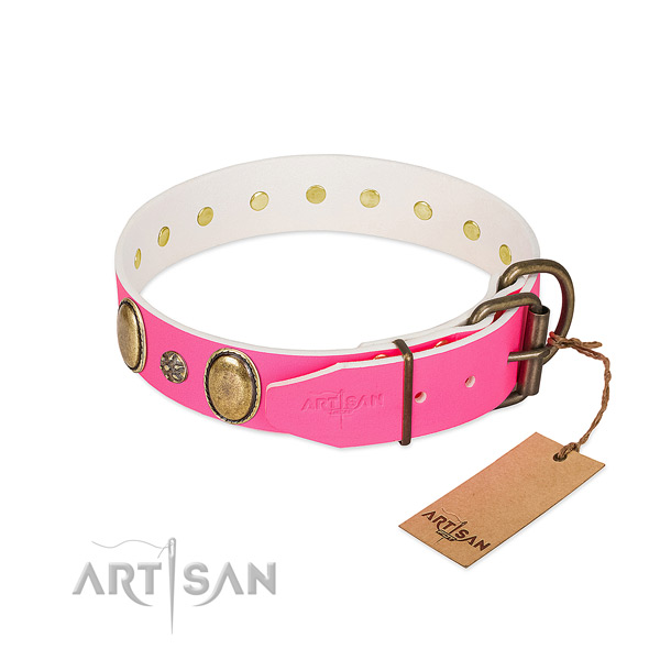 Best quality leather dog collar with decorations