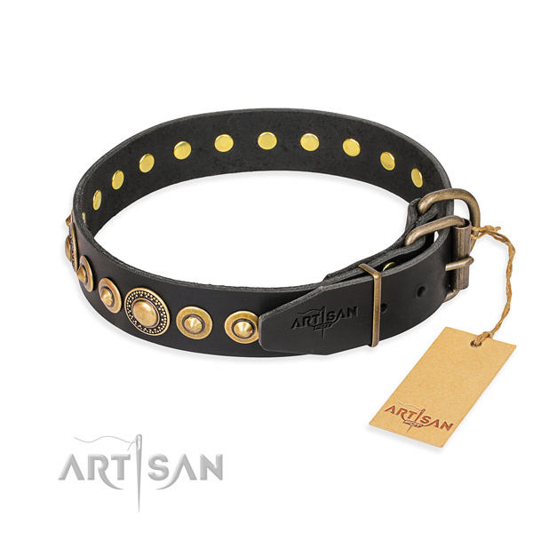 Quality genuine leather collar handmade for your dog