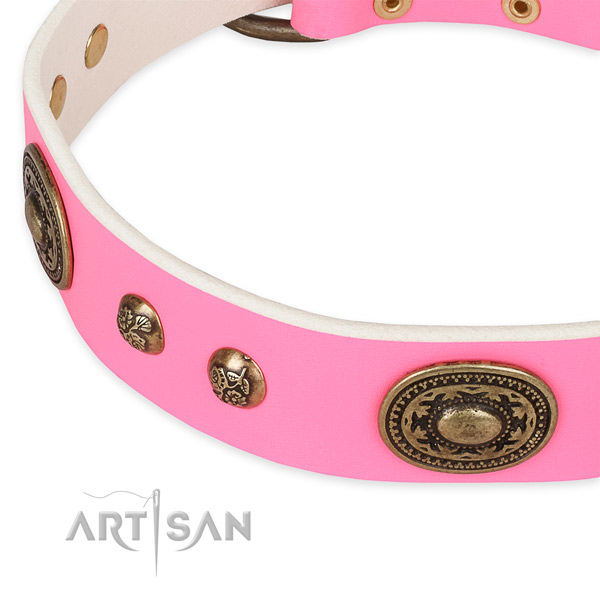 Adjustable genuine leather collar for your stylish four-legged friend