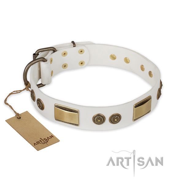 Incredible full grain natural leather dog collar for handy use
