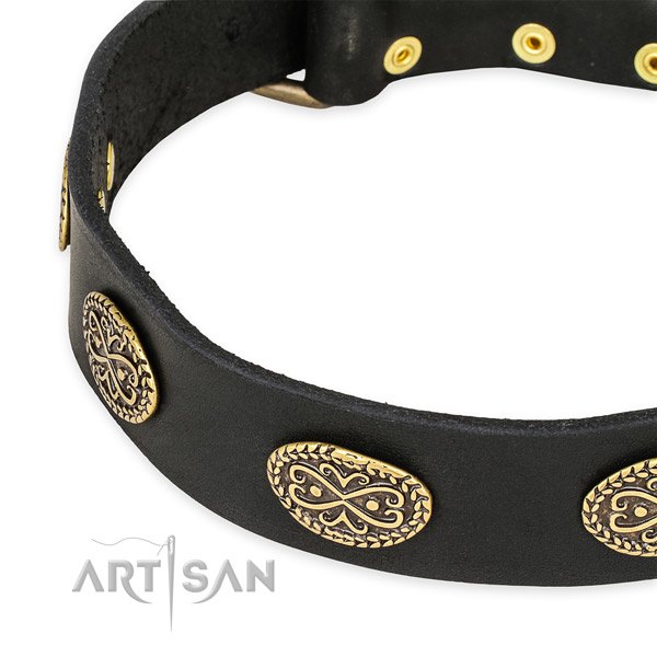 Exceptional full grain leather collar for your stylish pet